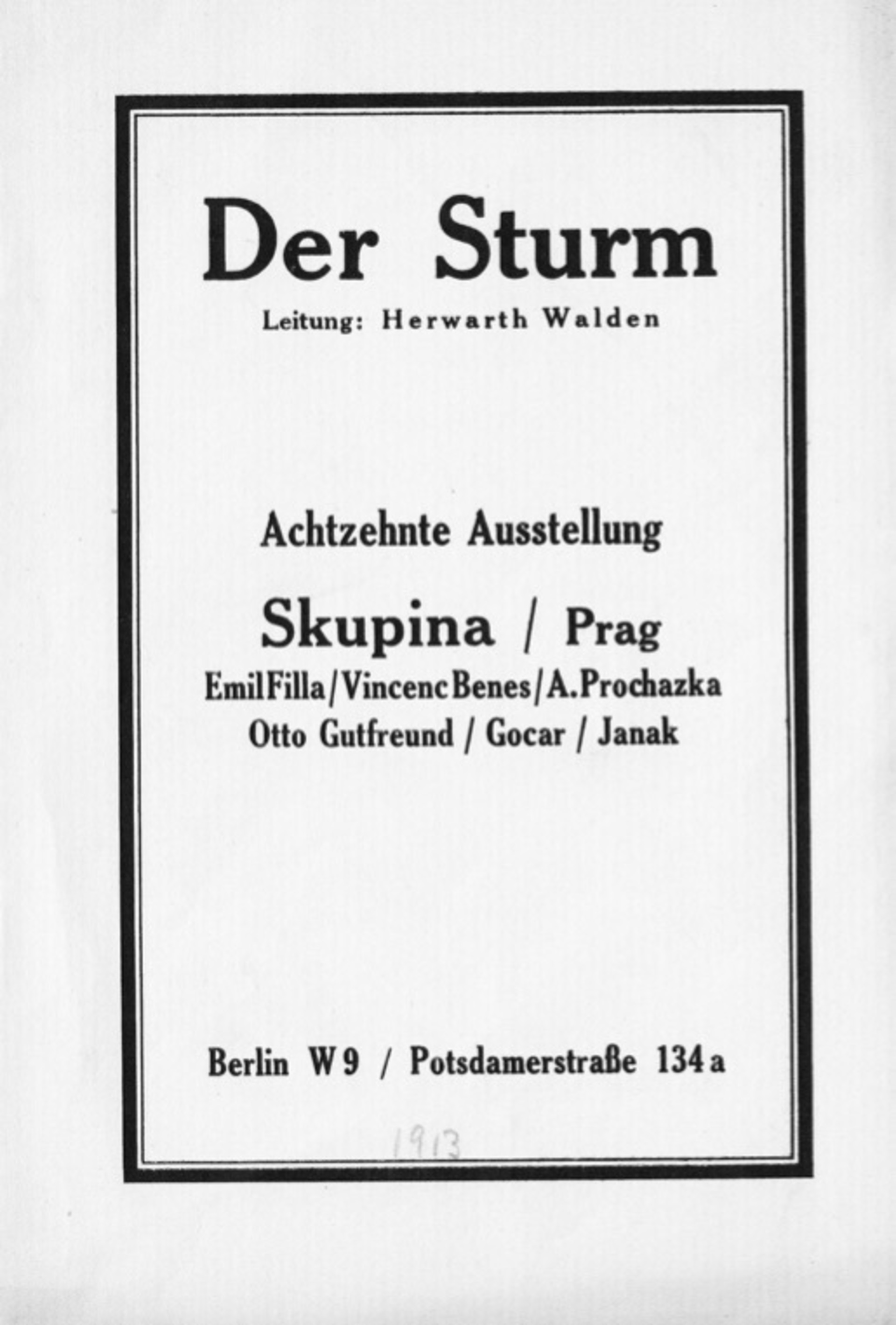 Katalog výstavy Skupiny v galerii Der Sturm v Berlíně, říjen 1913, XVIII. výstava