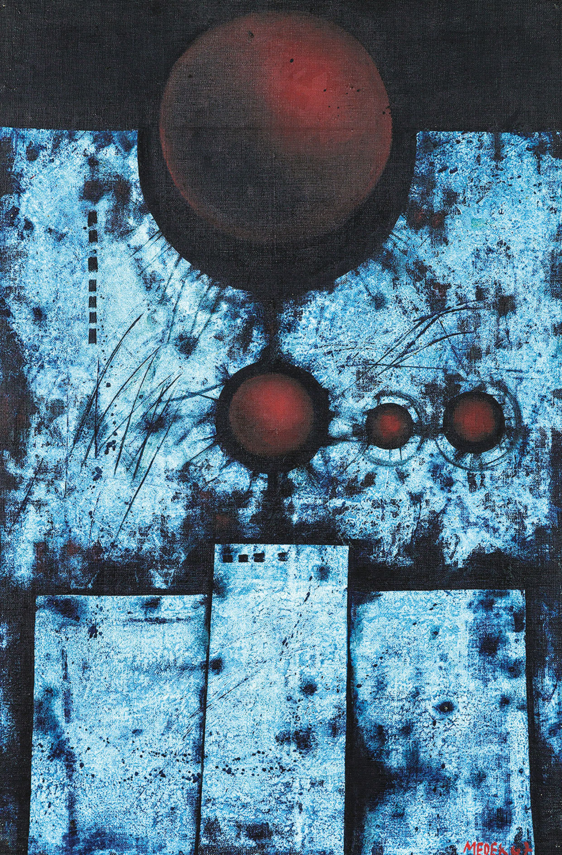 Mikuláš Medek: Bez názvu, 1967, olej na plátně, 75 × 50 cm, cena: 3 721 000 Kč, 1. Art Consulting 27. 4. 2025