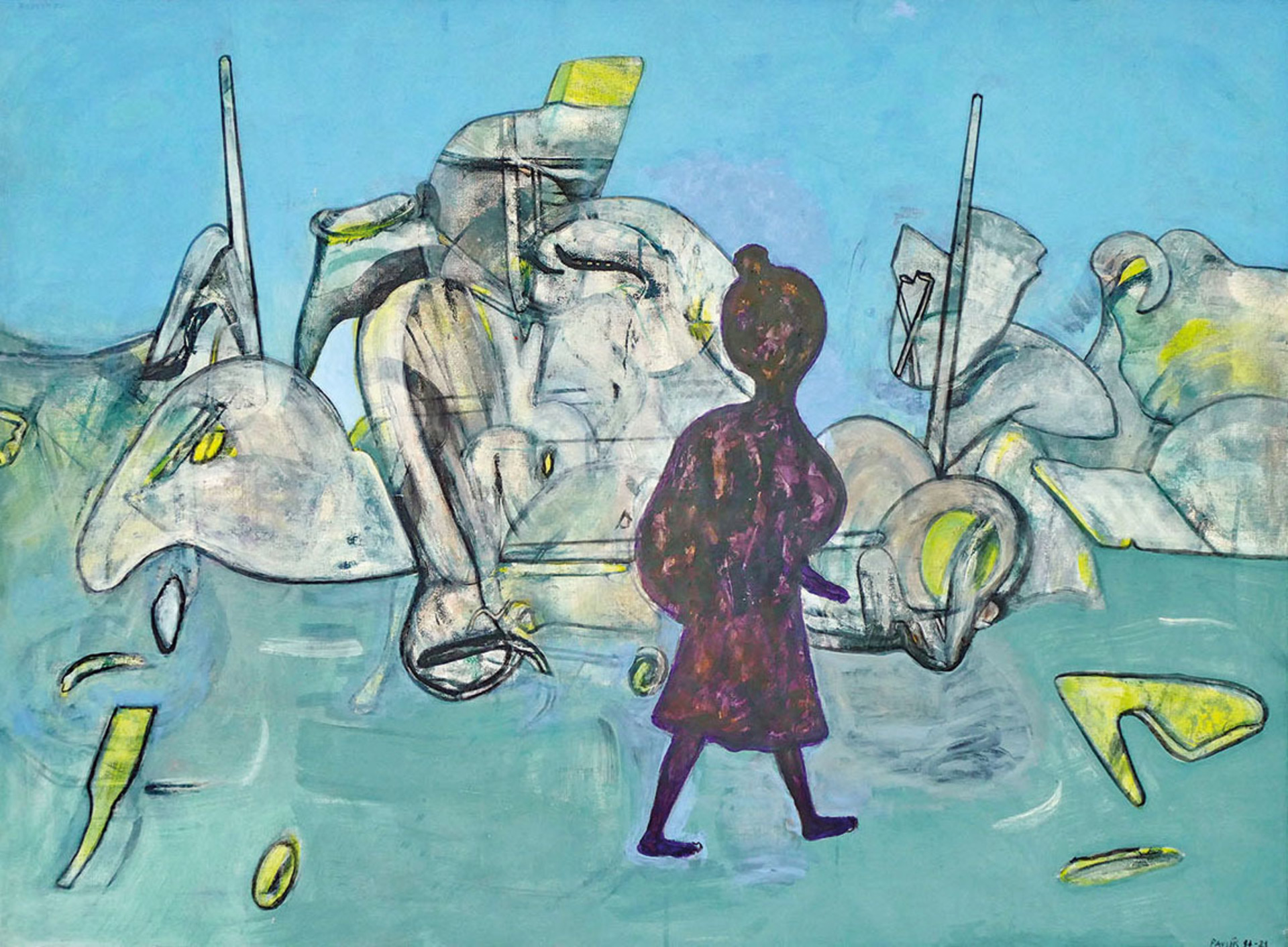 Petr Pavlík: Poutnice na konci cesty, 1993–2024, akryl, olej, plátno, 115 × 155 cm