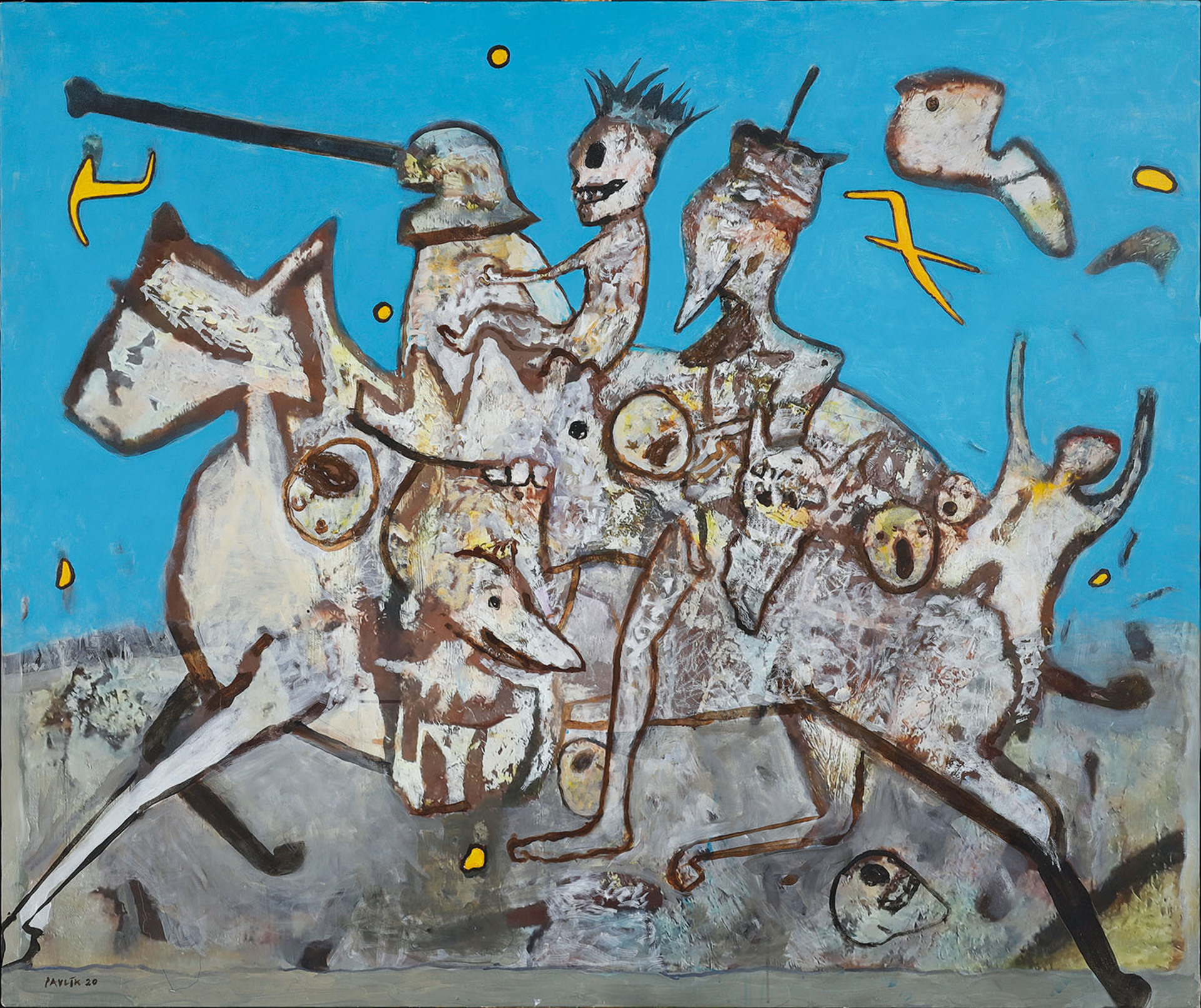 Petr Pavlík: Metamorfózy chaosu (Apokalypsa III), 2020, akryl, kombinovaná technika, plátno, 130 × 155 cm