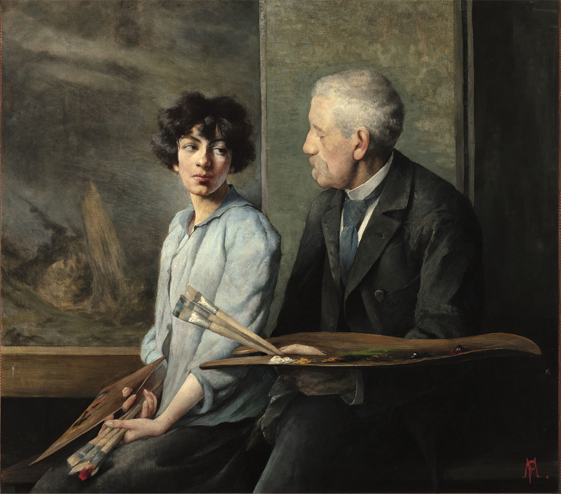 Josefina Mařáková (Pepa Mařák) Vlastní podobizna s otcem Self-Portrait with Her Father 1896 NGP.jpg