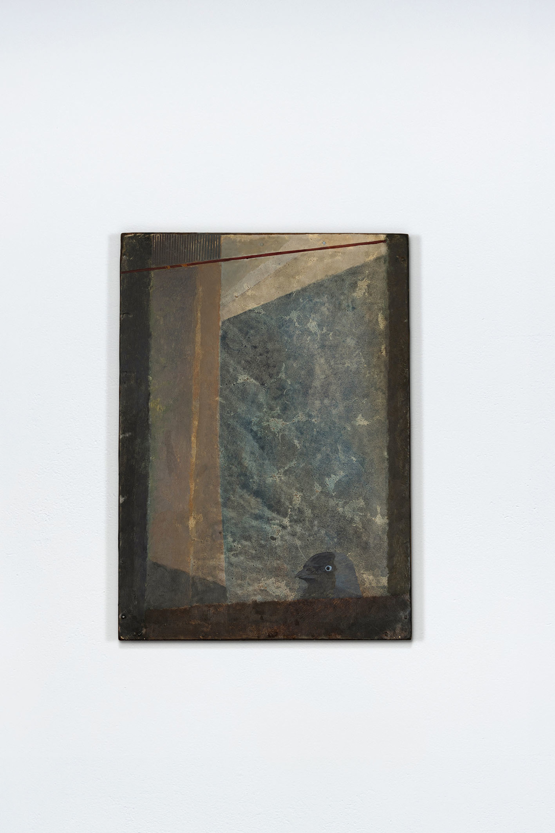 BIRD ON THE BALCONY, 43,5 X 31 CM, OIL AND MIXED MEDIA TECHNIQUE ON FIBREBOARD, 2023, photo-Clauda.jpg