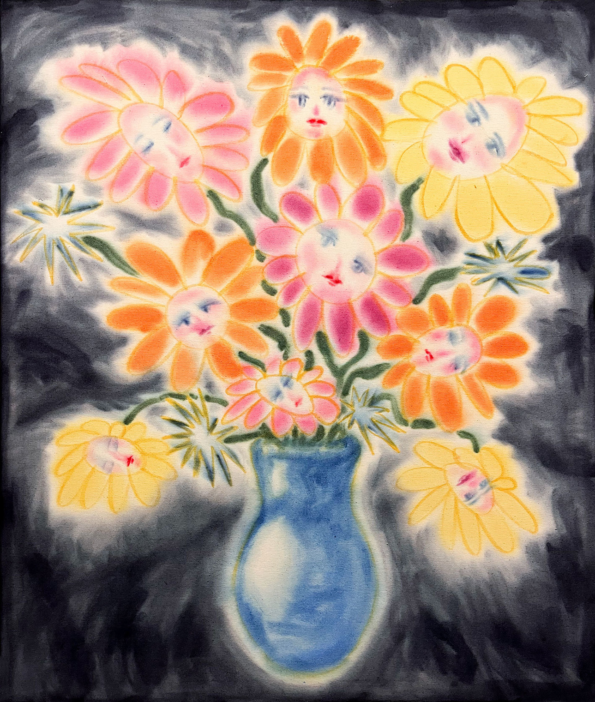 Autumn-Forget-me-nots,-2022--acrylic,-barevné-pigmenty-a-pastel-na-plátě,-130-x-110-cm.jpg
